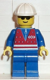 LEGO trn057 Red Vest and Zipper - Blue Legs, White Construction Helmet, Sunglasses